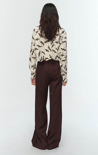COMME MOI Lu Yan Designer's new women's printed mulberry silk stand-up collar long-sleeved shirt - DESTINY.