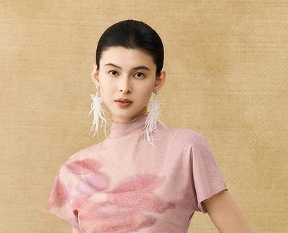 HECO Chinese gradient floral flowing temperament skirt - SWAED.