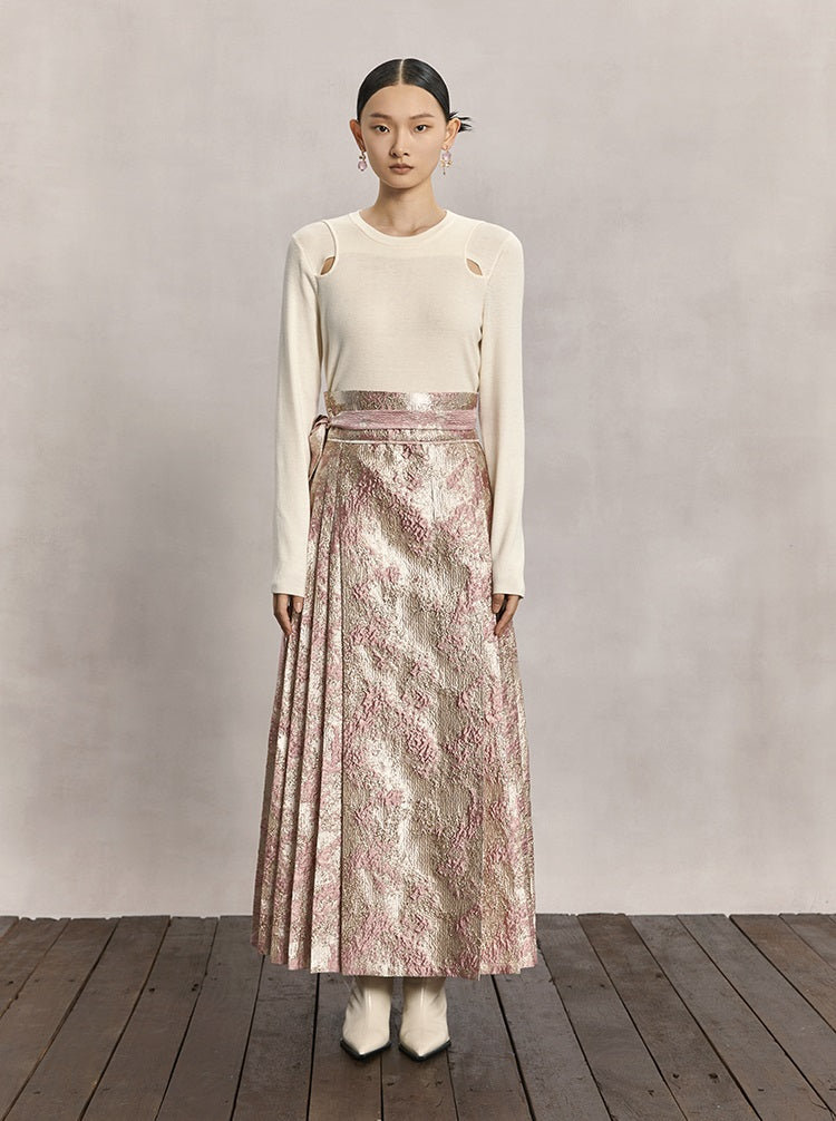 HECO Red Horse Face High Waisted Long Hanfu Skirt - offer.