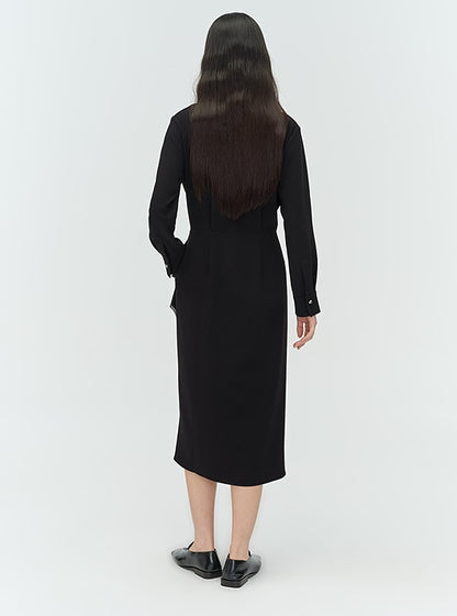 COMME MOI Lu Yan designer's new women's acetate V-neck asymmetrical dress - HONOR.