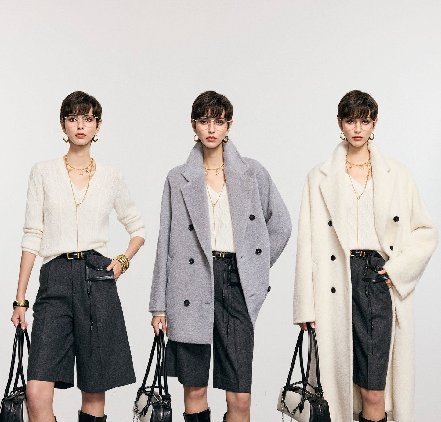 ANNASPEAK   Wool MINI Waist Bag Straight Leg Pants -COLE.