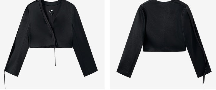 COMME MOI Lv Yan Designer Summer Women's Acetate Double-Sided Satin Collarless Short Suit - EMERY.