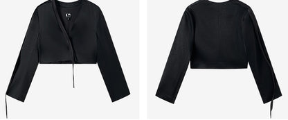 COMME MOI Lv Yan Designer Summer Women's Acetate Double-Sided Satin Collarless Short Suit - EMERY.