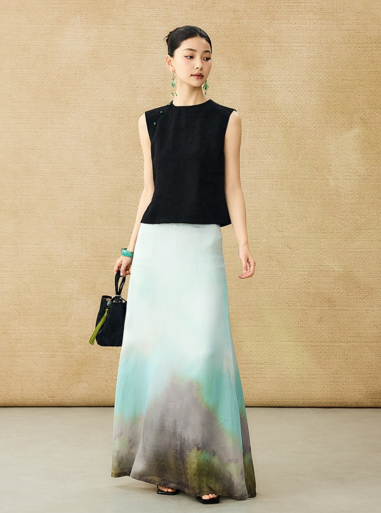 HECO Chinese Diagonal Jacquard Round Neck Vest - HOVER.