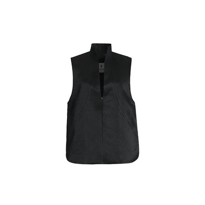 ZHUCHONGYUN  stand-up collar placket sleeveless straight vest-BIEBER.
