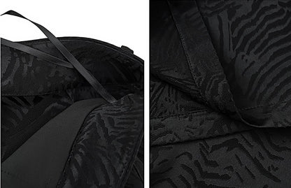 HECO Jacquard Drapy Wide-leg High Waist Casual Black White Pants - COMMAND.