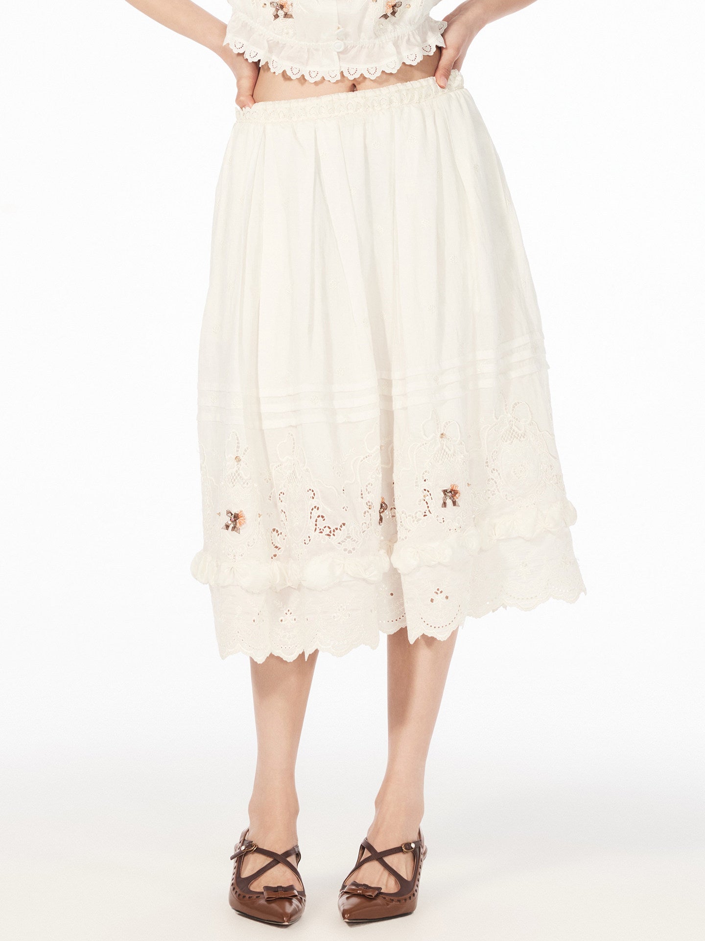 FAME retro rococo embroidered beaded temperament long skirt - NOAH