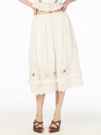 FAME retro rococo embroidered beaded temperament long skirt - NOAH