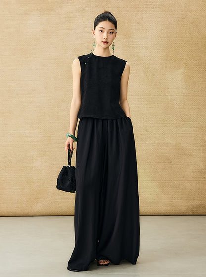 HECO Acetate High Waist Wide-leg Pants - TREY.