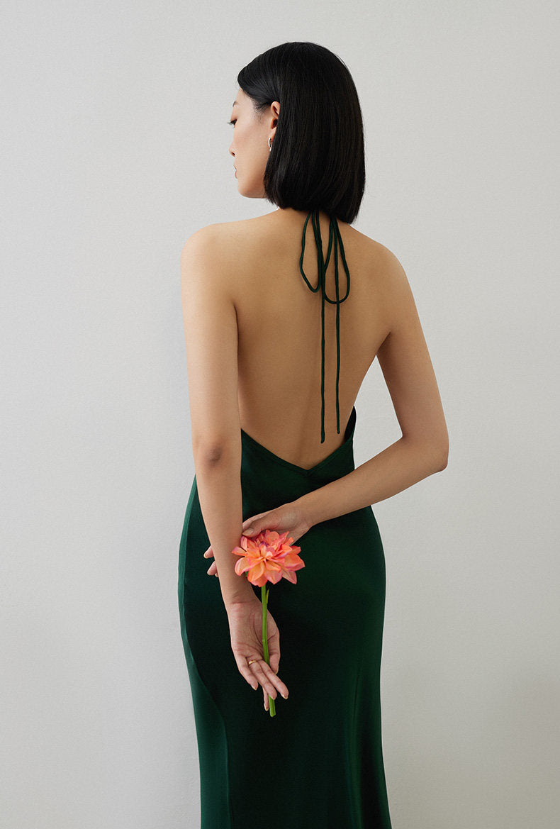 GOUDIN elegant low back slip dress -ZOFIA.
