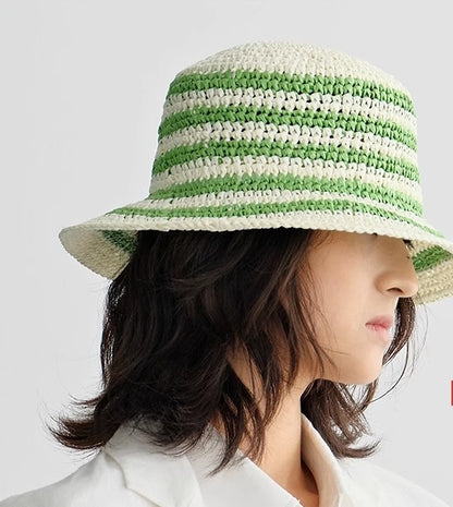 COMME MOI  summer straw bucket hat visor - ELLIE.