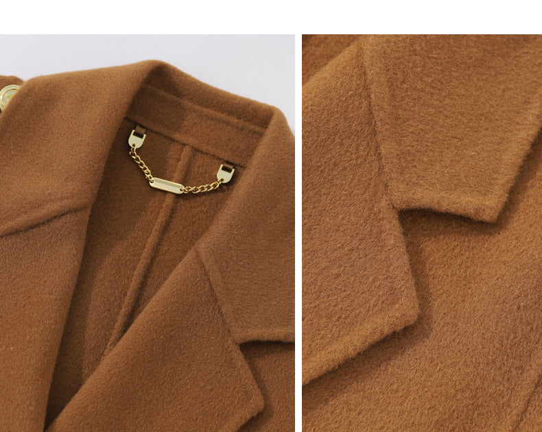 Winter light luxury camel brown lapel wool double-sided coat - Iome