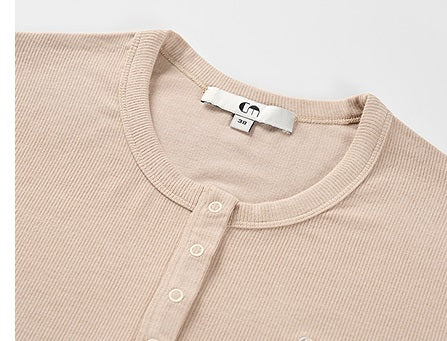 COMME MOI Lu Yan designer new women's Henry collar wool base T-shirt - PRIDE.