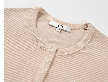 COMME MOI Lu Yan designer new women's Henry collar wool base T-shirt - PRIDE.