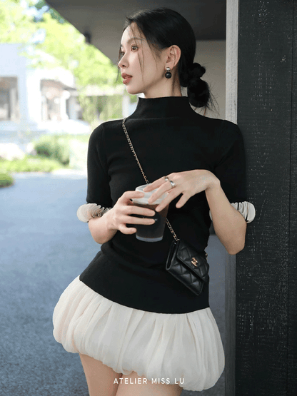 AtelierMissLu summer texture soft gauze pressed creases design bud shorts - LIMIT