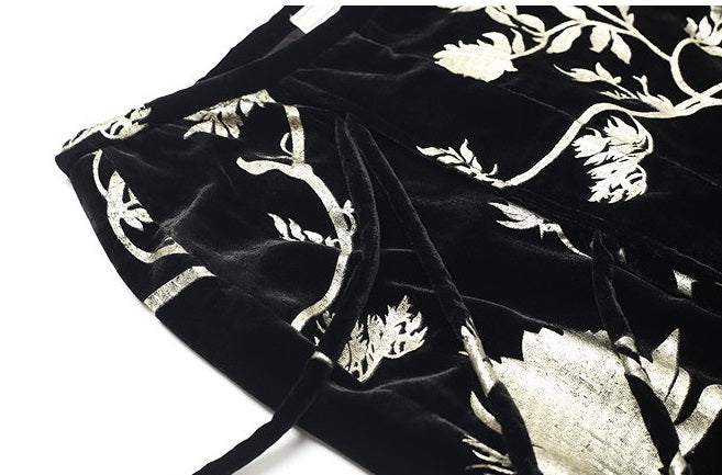 ZHUCHONGYUN Chinese nail bead stamped suede skirt--KEIGO.