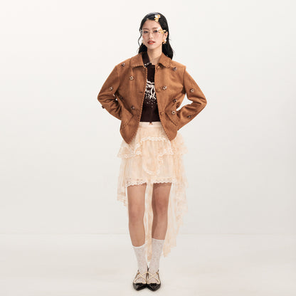 FAME Staggered Irregular Ivory Lace Skirt Skirt - GABRIEL.