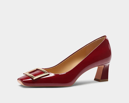 Pjjuu French r Square Toe v Block Heels - EASY