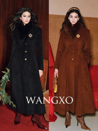 WANGXO | Luxury Alpaca Wool & Rabbit Hair Blend Long Coat -MIRA.