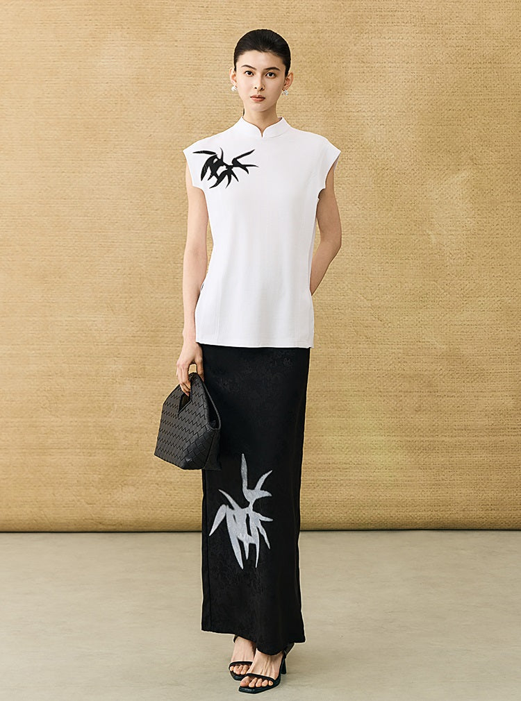 HECO Chinese Bamboo Leaf Print Short Sleeve T-Shirt - CHASE.