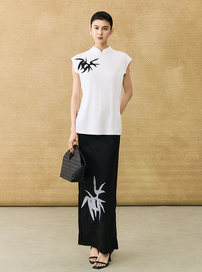 HECO Chinese Bamboo Leaf Print Short Sleeve T-Shirt - CHASE.