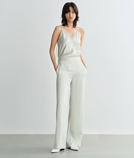 COMME MOI acetate V-neck patchwork suspenders - JUSTICE.