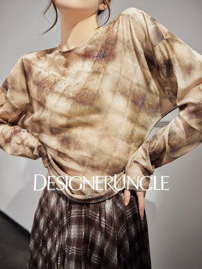 DGU|Checkered Long Sleeve T-Shirt Autumn New Loose Skirt Lazy Design Top - BOAST.