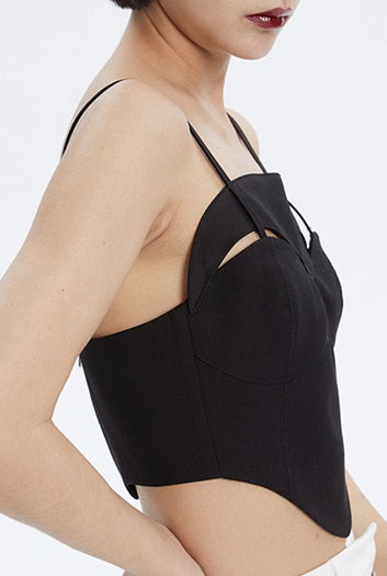 TINY IN Black Cutout Bandeau Strap Women's Versatile Top-FADA