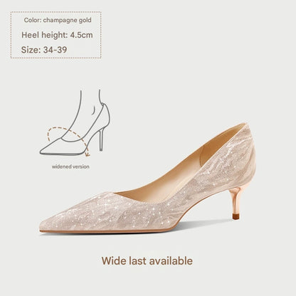 PJJUU thick heel french high heeled shoes  - TROPHY.