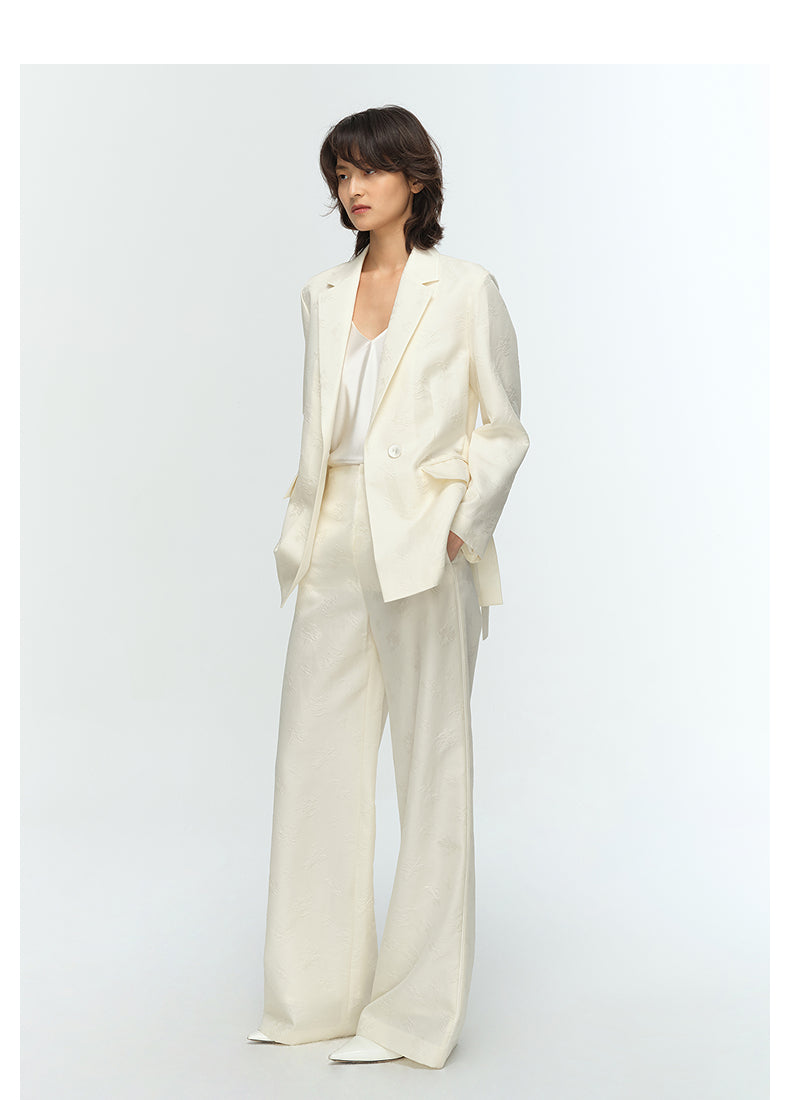 COMME MOI Lu Yan Designer's new women's high-speed commuter silk wool jacquard lapel suit - GRACIOUS.