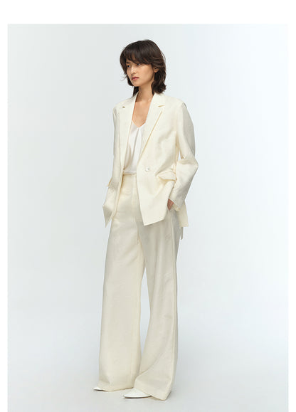 COMME MOI Lu Yan Designer's new women's high-speed commuter silk wool jacquard lapel suit - GRACIOUS.