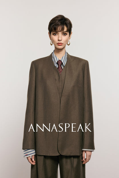 ANNASPEAK Worsted Wool Flannel Suit Vest Pants Set-OSAR.