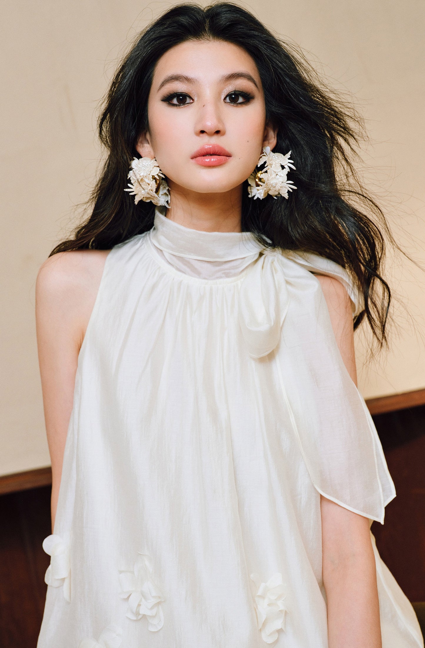 WANGXO Luxury Brand High-End Tencel Acetate Heavy Handmade Nail Flowers French Loose Ribbon Sleeveless Top - MAEVE