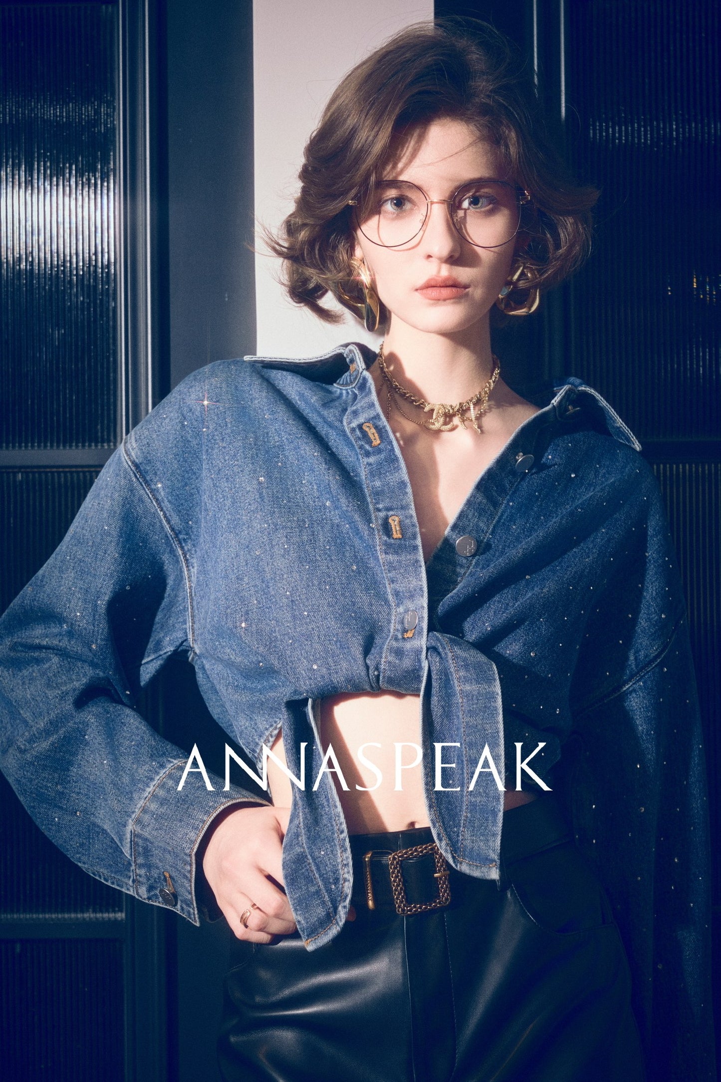 ANNASPEAK tied short cropped denim Jacket-SOTE.