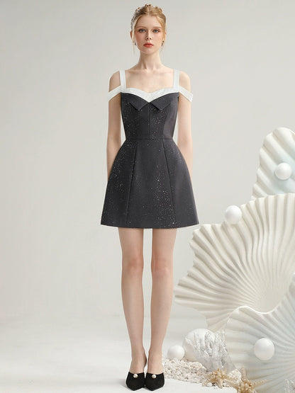 CHECOCRE Elegant Waist Slim Short Black Dress - TRACK