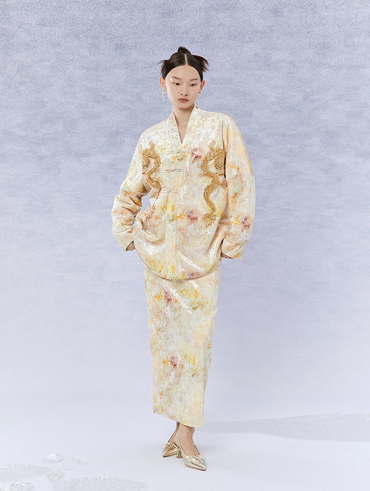 HECO 100% polyester tie dye long sleeve Jacket Sense Women's Top - glad.