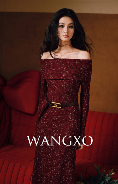 WANGXO | Elegant Lapel One-Shoulder Fishtail Dress-FARA.