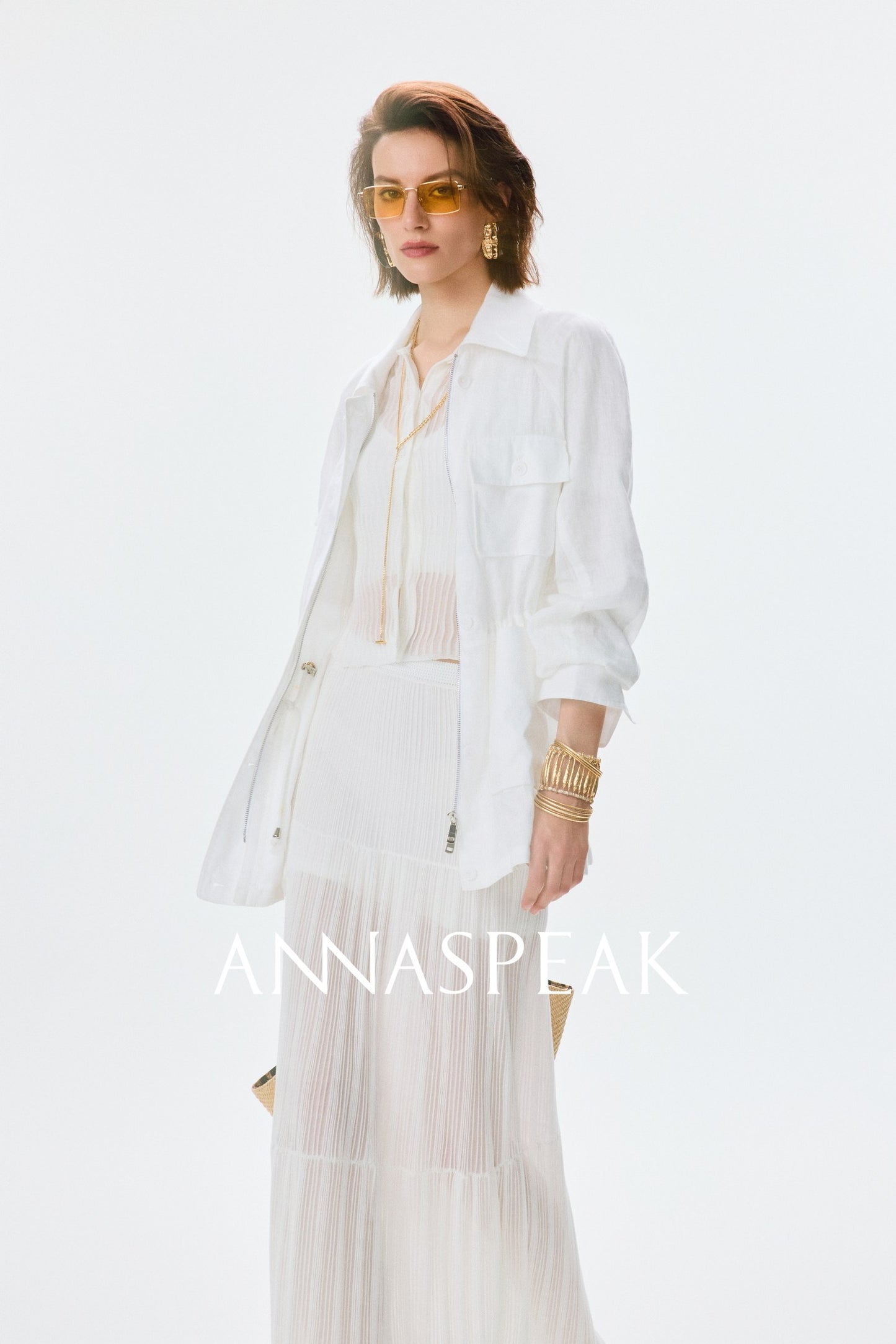 ANNASPEAK  linen light drawstring shunting jacket-SAYE.