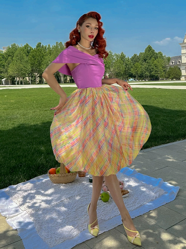 Le Palais  Two Pieces Contrasting Shawl Waist Tutu Dress-KASSY