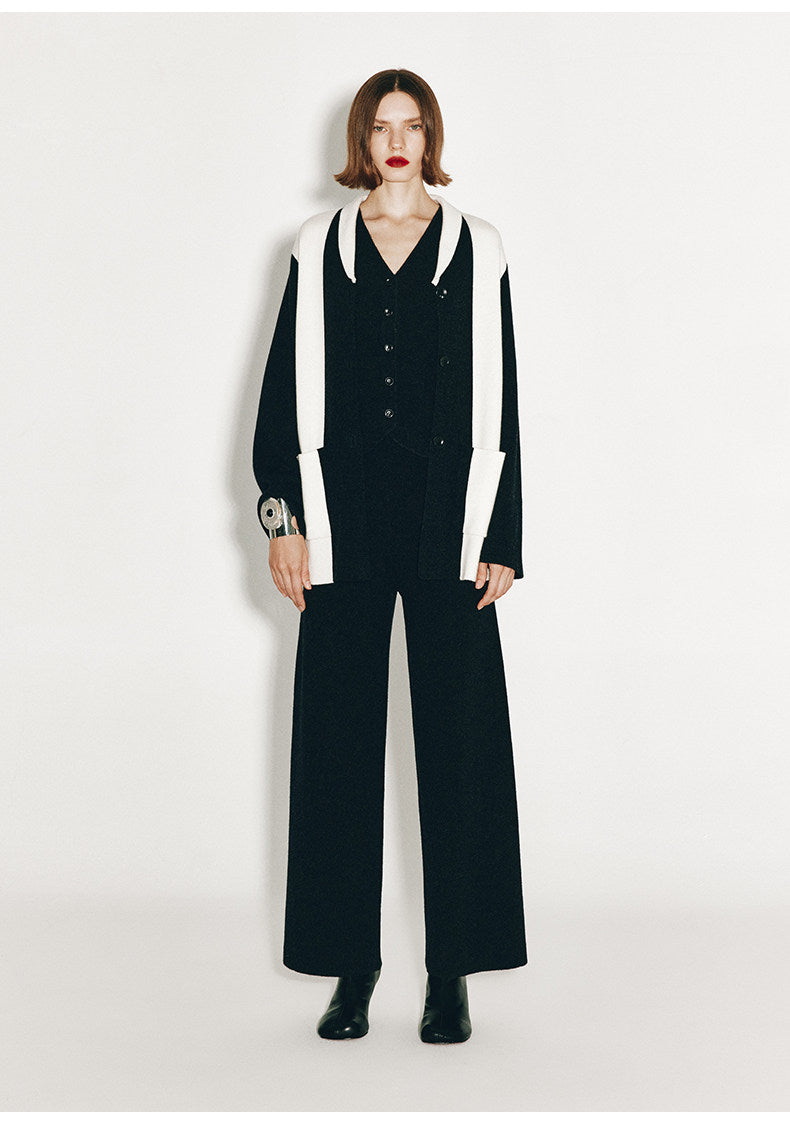 ATELIER MISS LU Fall/Winter cashmere wide-leg straight-leg Pants - MARSH