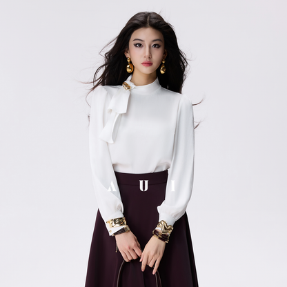 AUI Andorra red faux leather jacket A-line skirt two-piece set - JUN.