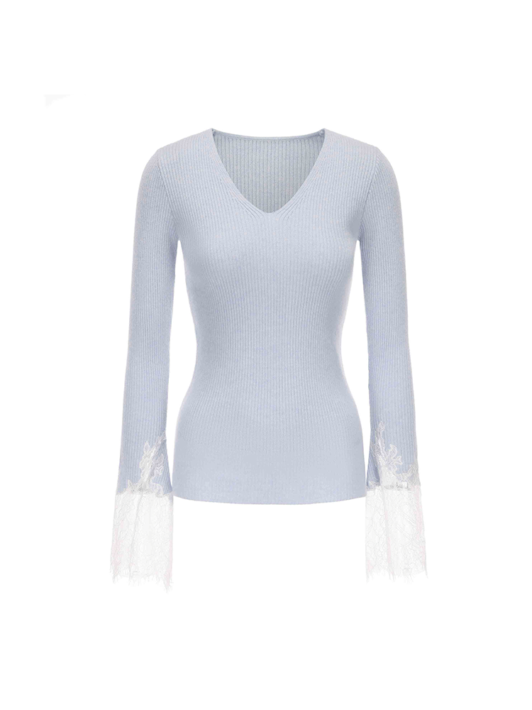 ATELIER MISS LU lace-panelled cashmere and wool-blend top - IRIS