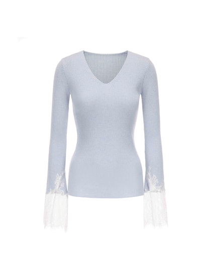 ATELIER MISS LU lace-panelled cashmere and wool-blend top - IRIS