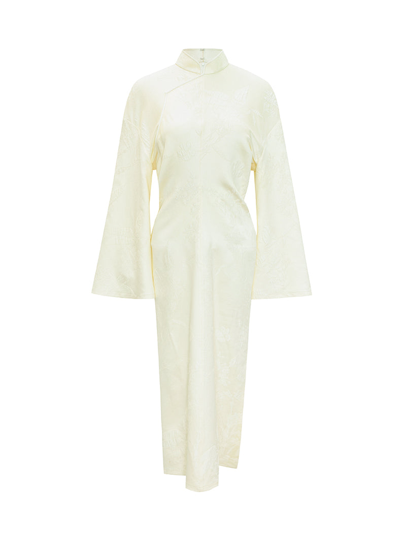 M essential Mackay designer jade carved jacquard bell sleeves cheongsam dress pant set - greg.