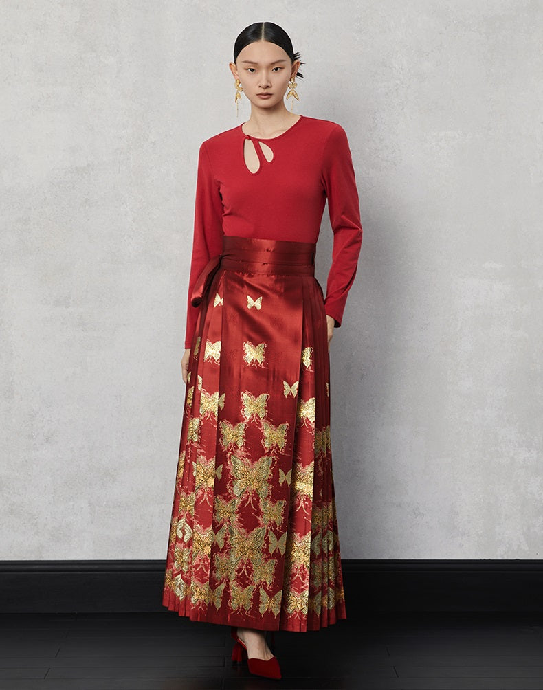 HECO  Butterfly Hanfu High Waisted Long Skirt - rain.