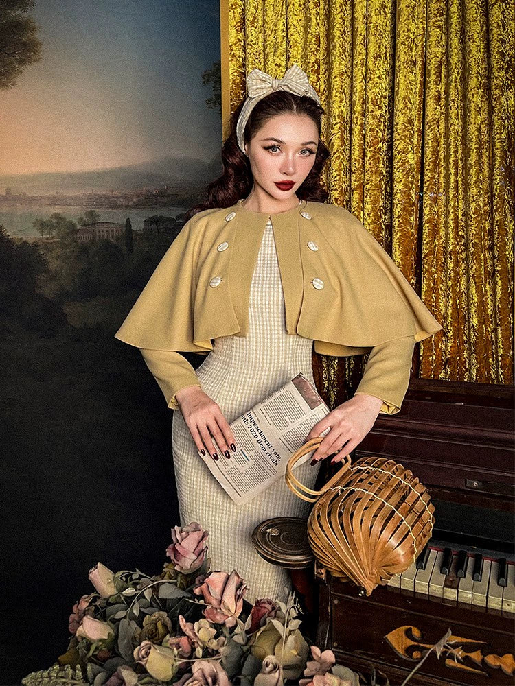 Le Palais multi-wear Fahburn style cape coat + slim skirt set- DANG