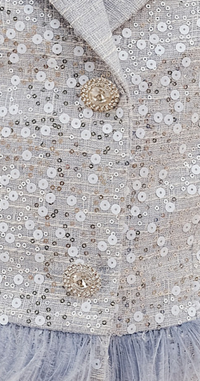 Wardrobes by Chen Gorgeous Fog Blue Embroidery Feather Tassel  Suit-Moet