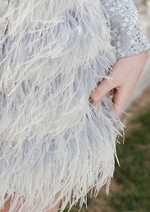 Wardrobes by Chen Gorgeous Fog Blue Embroidery Feather Tassel  Suit-Moet