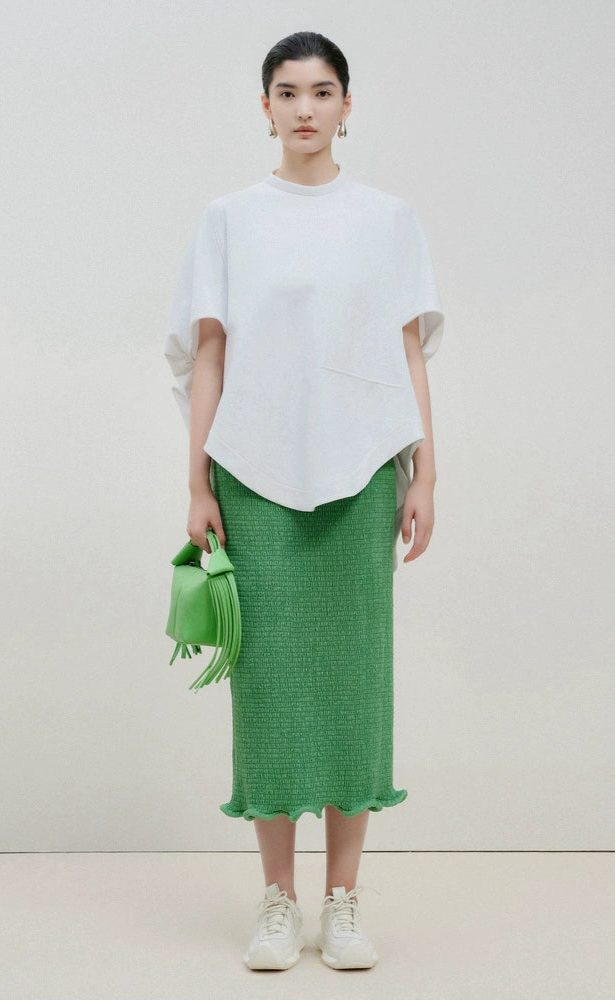 ZHUCHONGYUN spring turquoise fashion commuter wave skirt-ASADA.