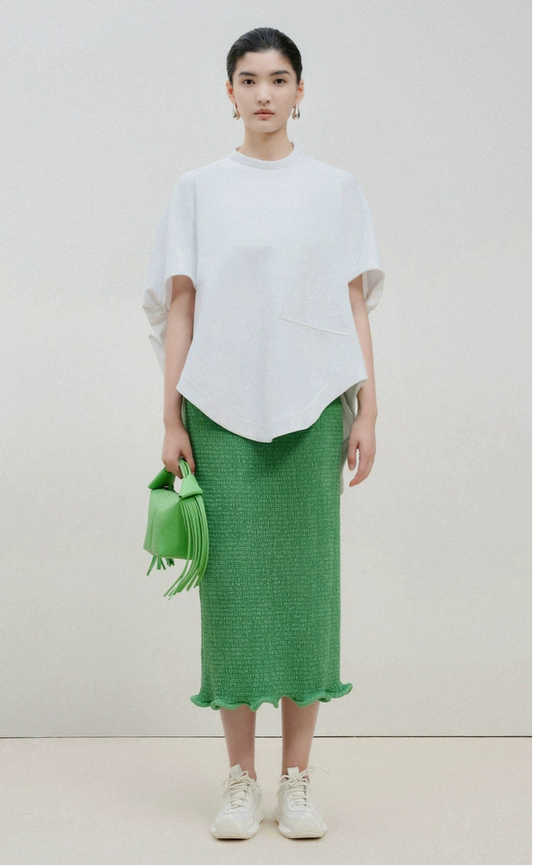 ZHUCHONGYUN spring turquoise fashion commuter wave skirt-ASADA.
